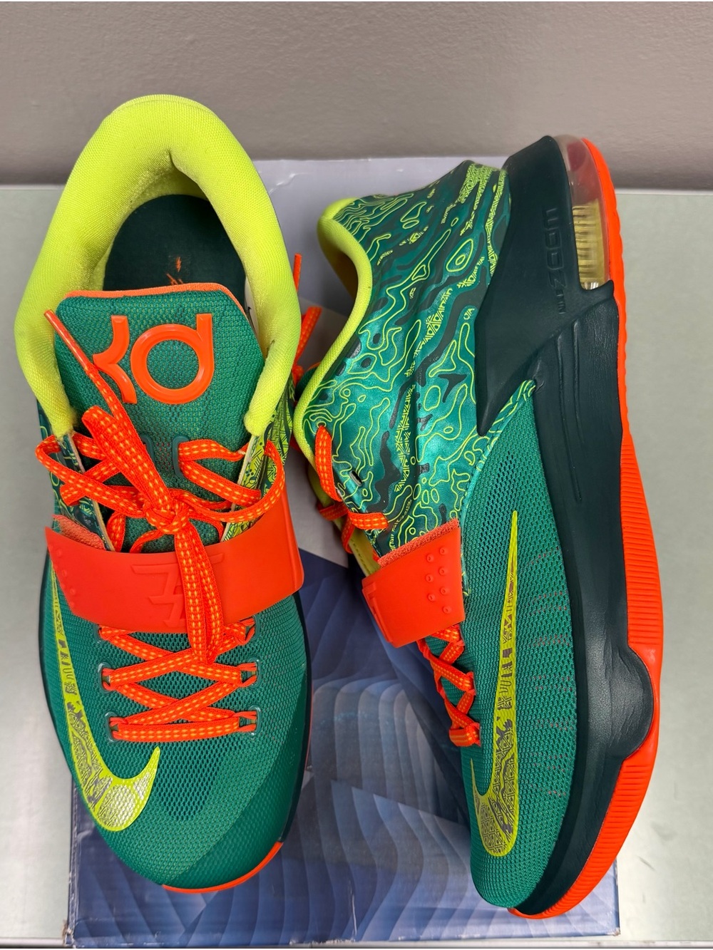 Nike KD 7 Weatherman Men’s Low Top Basketball Sneakers Green/Orange 653996-303
